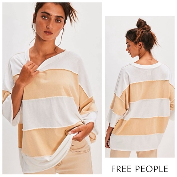 Free People Tops - ♥️Slouchy/Oversized FREE PEOPLE Maddie Tee XL Drop-Shoulder Soft Shirt NWTS-$80